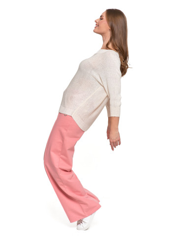 Swetry i kardigany - Sweter damski ażurowy z dekoltem łódkowym BIAŁY - produkt 8