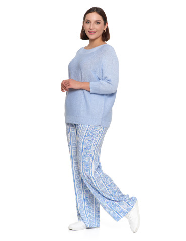 Swetry i kardigany - Sweter damski ażurowy z dekoltem łódkowym NIEBIESKI - produkt 10