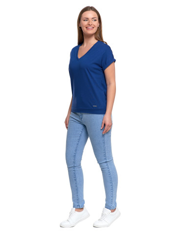 Bawełniana bluzka damska z domieszką modalu i dekoltem V  - produkt 2