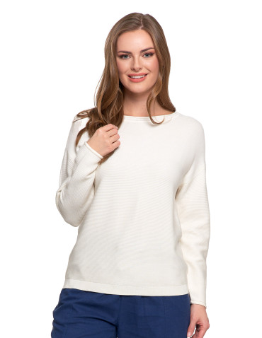 Swetry i kardigany - Sweter damski dzianinowy z wiskozy o luźnym kroju BIAŁY - produkt 1