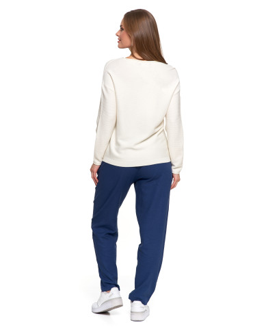 Swetry i kardigany - Sweter damski dzianinowy z wiskozy o luźnym kroju BIAŁY - produkt 4