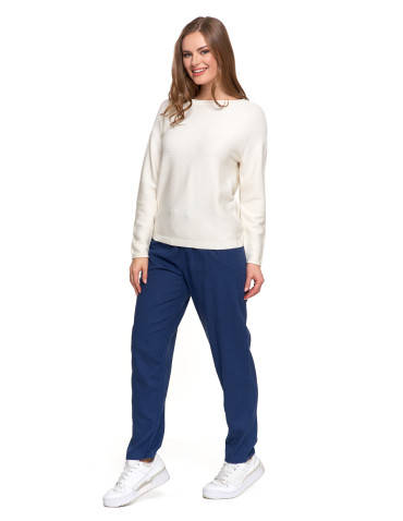 Swetry i kardigany - Sweter damski dzianinowy z wiskozy o luźnym kroju BIAŁY - produkt 6