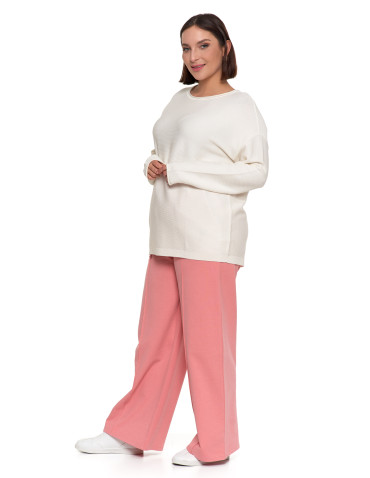 Swetry i kardigany - Sweter damski dzianinowy z wiskozy o luźnym kroju BIAŁY - produkt 8