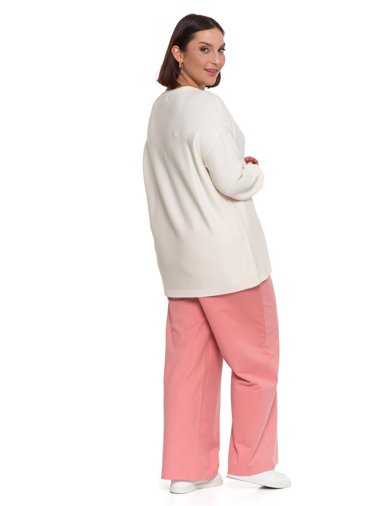 Swetry i kardigany - Sweter damski dzianinowy z wiskozy o luźnym kroju BIAŁY - produkt moraj.pl 9