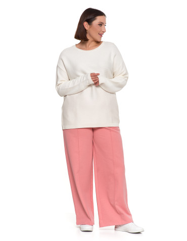 Swetry i kardigany - Sweter damski dzianinowy z wiskozy o luźnym kroju BIAŁY - produkt 10