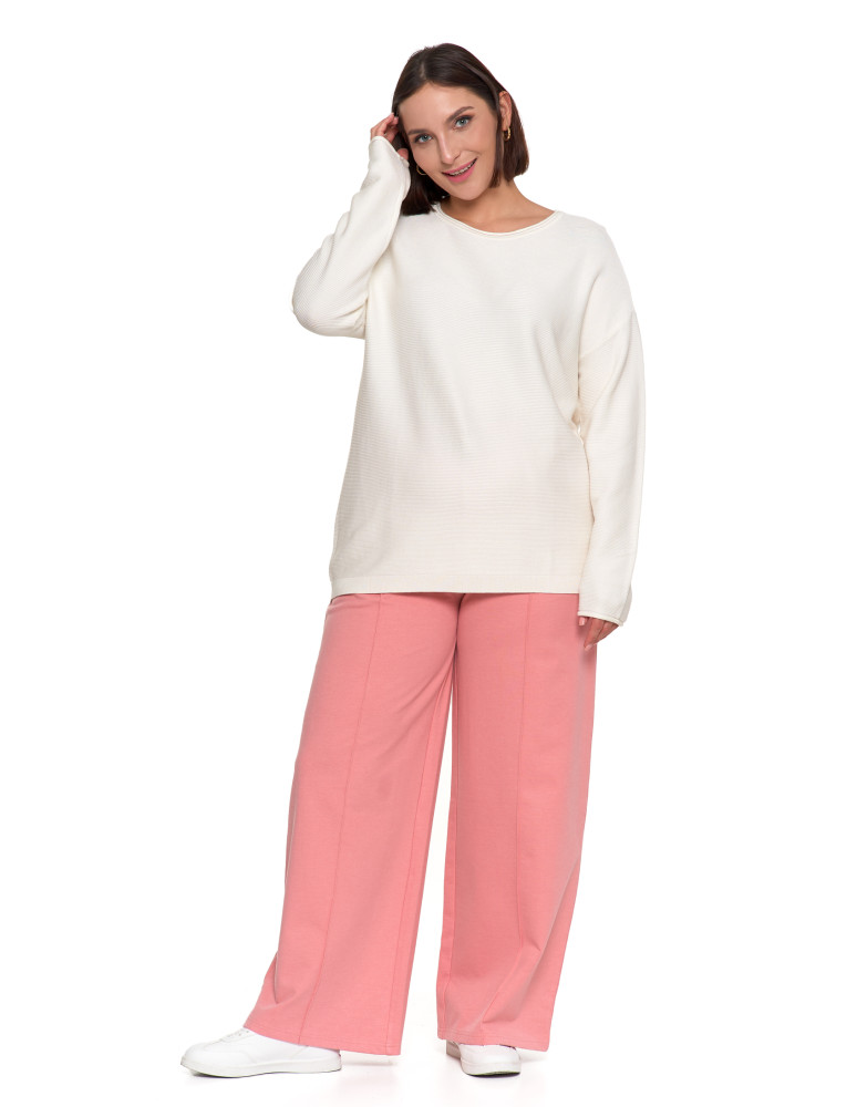 Swetry i kardigany - Sweter damski dzianinowy z wiskozy o luźnym kroju BIAŁY - produkt moraj.pl 11