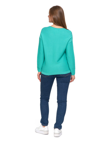 Swetry i kardigany - Sweter damski dzianinowy z wiskozy o luźnym kroju ZIELONY - produkt 4