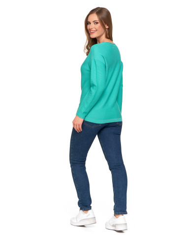 Swetry i kardigany - Sweter damski dzianinowy z wiskozy o luźnym kroju ZIELONY - produkt 6