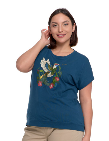 Bluzka damska oversize z artystycznym nadrukiem