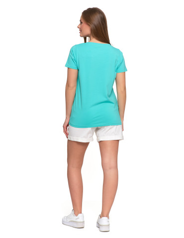 Koszulki i T-shirty - T-shirt damski bawełniany klasyczny z napisem TURKUSOWY - produkt 3