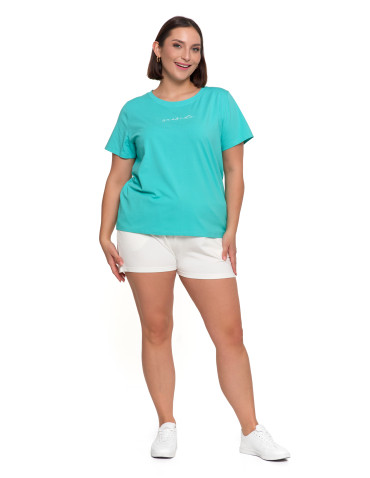 Koszulki i T-shirty - T-shirt damski bawełniany klasyczny z napisem TURKUSOWY - produkt 6