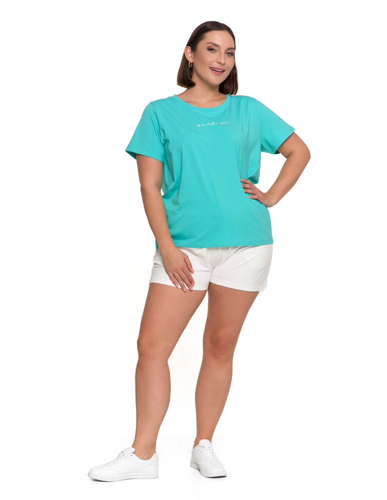 Koszulki i T-shirty - T-shirt damski bawełniany klasyczny z napisem TURKUSOWY - produkt moraj.pl 7