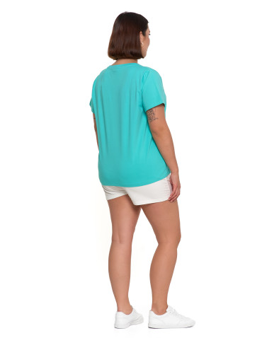 Koszulki i T-shirty - T-shirt damski bawełniany klasyczny z napisem TURKUSOWY - produkt 9