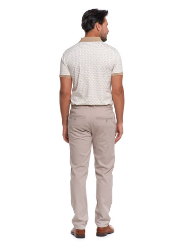 Spodnie męskie - Męskie spodnie chinos bawełniane z prostą nogawką BEŻOWY - produkt 5