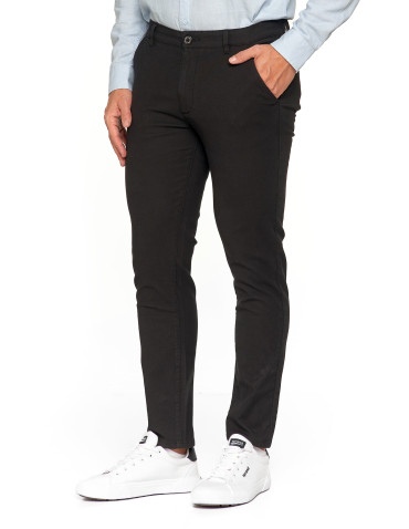 Spodnie męskie - Męskie spodnie chinos bawełniane z prostą nogawką CZARNY - produkt 1
