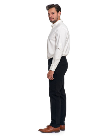 Spodnie męskie - Męskie spodnie chinos bawełniane z prostą nogawką CZARNY - produkt 11