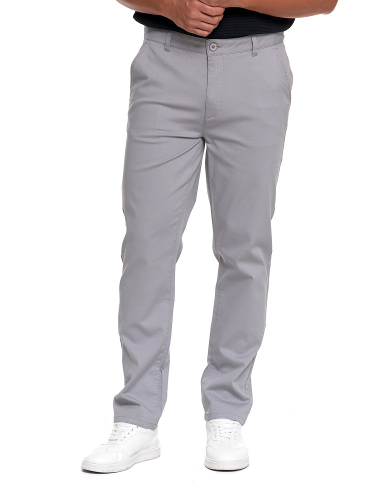 Spodnie męskie - Męskie spodnie chinos bawełniane z prostą nogawką SZARY - produkt moraj.pl 1