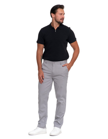 Spodnie męskie - Męskie spodnie chinos bawełniane z prostą nogawką SZARY - produkt 4