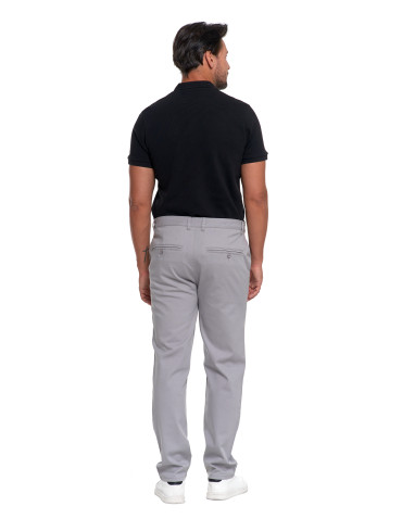 Spodnie męskie - Męskie spodnie chinos bawełniane z prostą nogawką SZARY - produkt 6