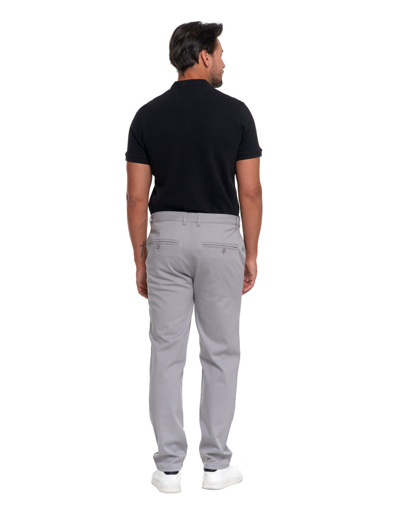 Spodnie męskie - Męskie spodnie chinos bawełniane z prostą nogawką SZARY  - produkt moraj.pl 6