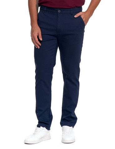 Spodnie męskie - Męskie spodnie chinos bawełniane z prostą nogawką GRANATOWY - produkt 1