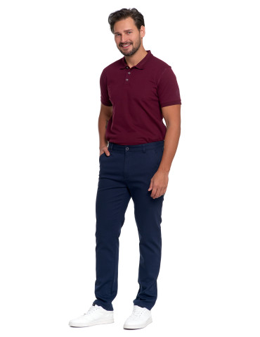 Spodnie męskie - Męskie spodnie chinos bawełniane z prostą nogawką GRANATOWY - produkt 5