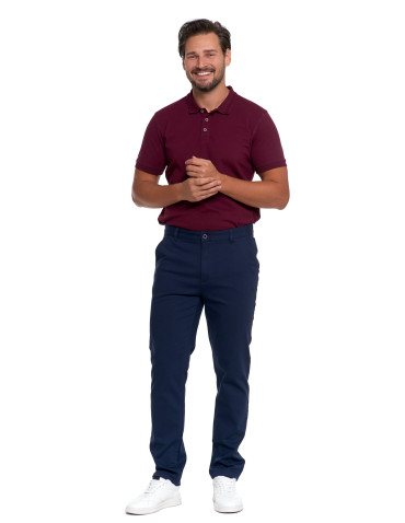 Spodnie męskie - Męskie spodnie chinos bawełniane z prostą nogawką GRANATOWY - produkt 6