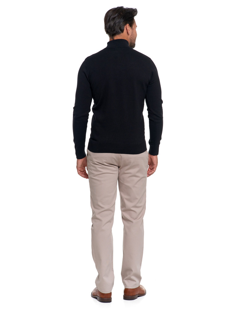 Swetry męskie - Męski sweter bawełniane ze stójką i zamkiem CZARNY  - produkt moraj.pl 5