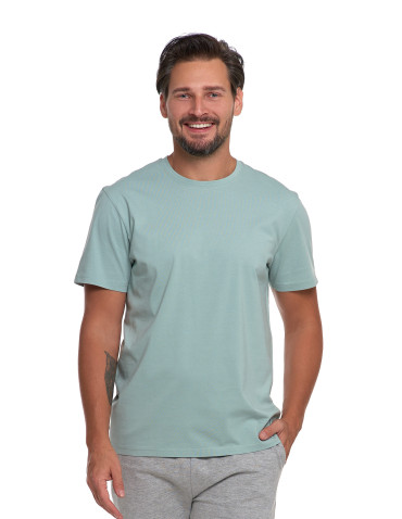 Koszulki i Tank Topy - T-shirt męski bawełniany bez bocznych szwów ZIELONY - produkt 1