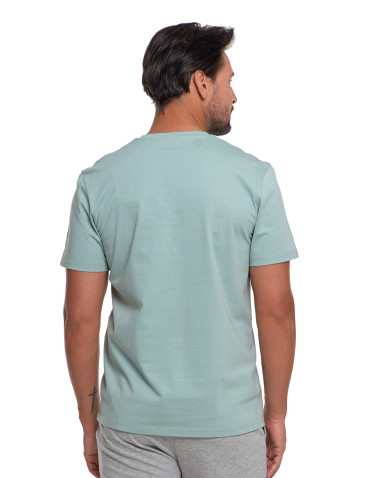 Koszulki i Tank Topy - T-shirt męski bawełniany bez bocznych szwów ZIELONY - produkt 2