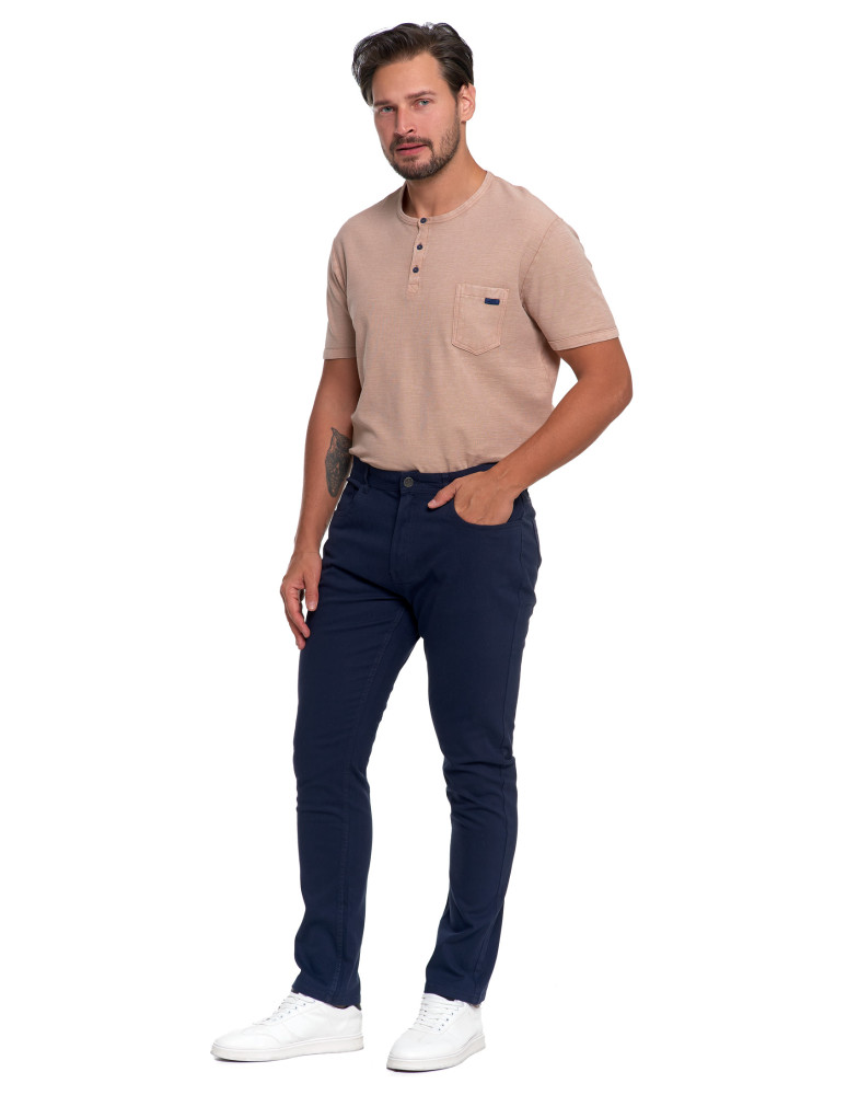 Spodnie męskie - Męskie spodnie chino GRANATOWY - produkt moraj.pl 2