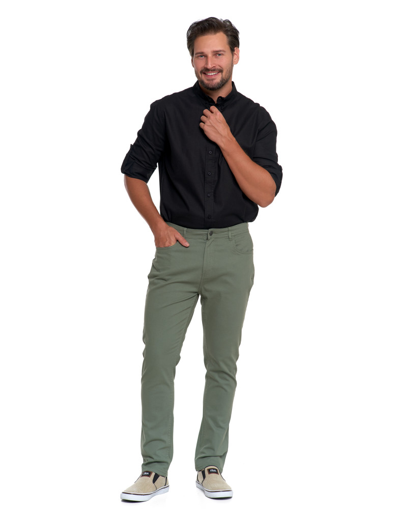 Spodnie męskie - Męskie spodnie chino ZIELONY - produkt moraj.pl 2