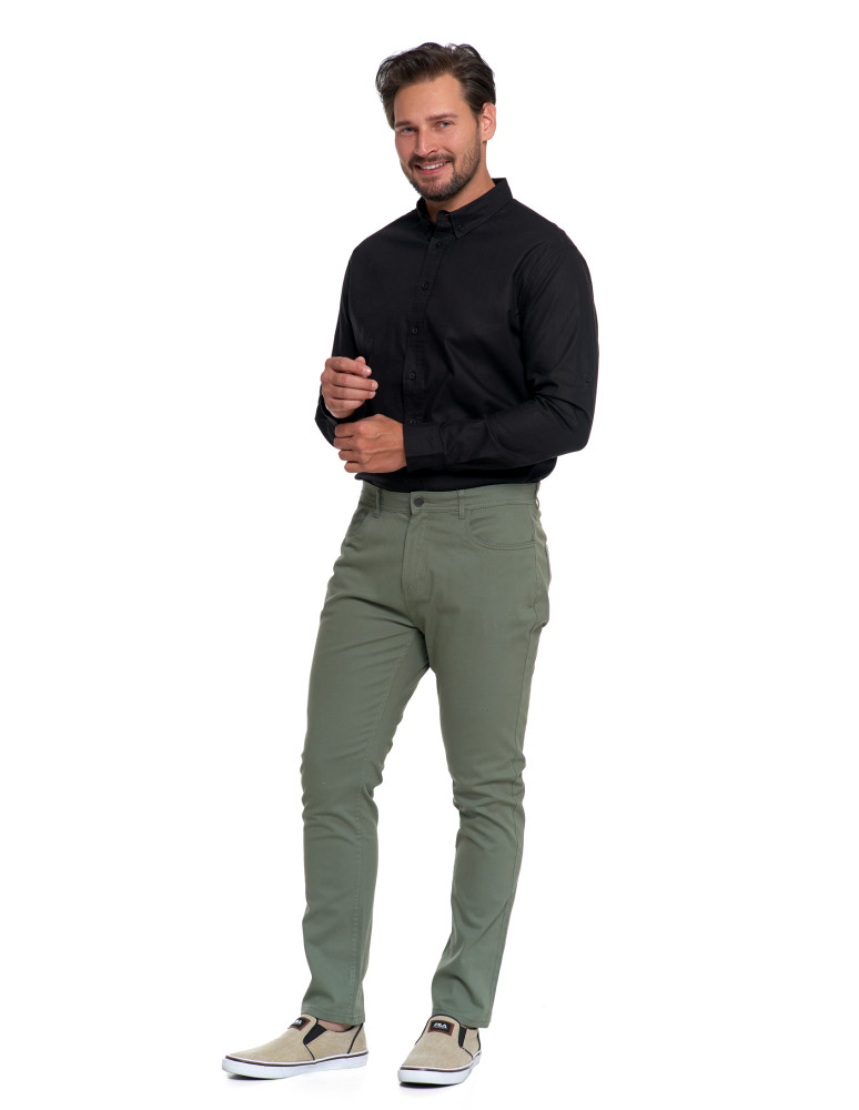 Spodnie męskie - Męskie spodnie chino ZIELONY - produkt moraj.pl 4