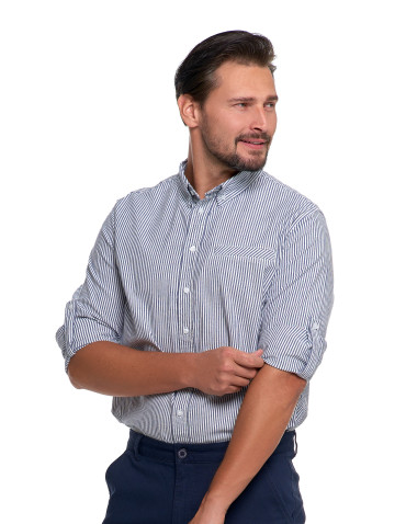 Męska koszula w paski z długim rękawem