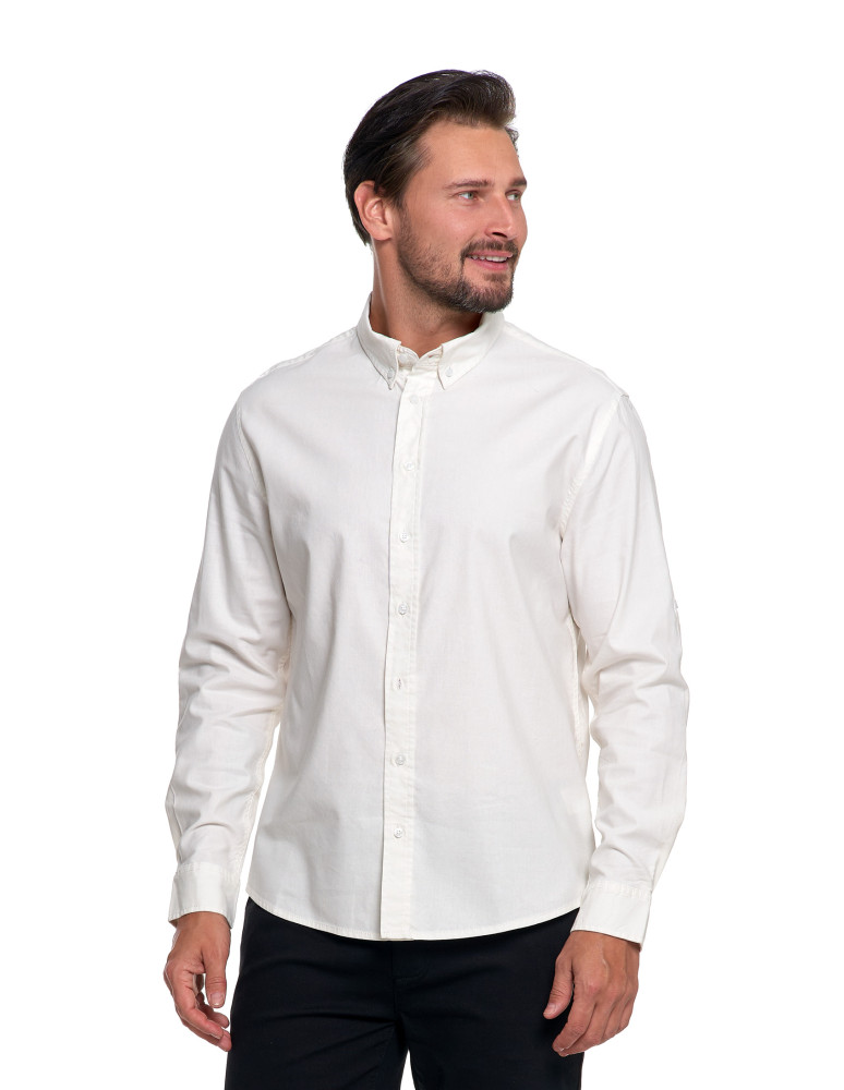 Męska koszula bawełniana z długim rękawem BIAŁY