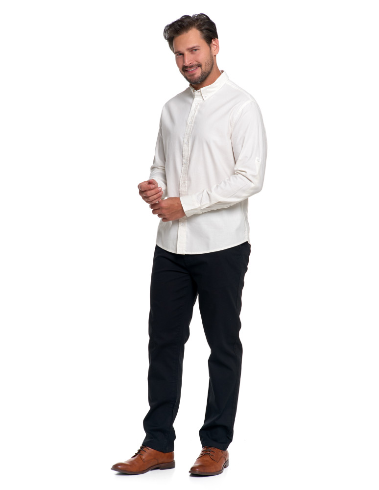 Koszulki i Tank Topy - Męska koszula bawełniana z długim rękawem BIAŁY - produkt moraj.pl 2