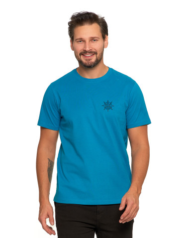 Koszulki i Tank Topy - T-shirt męski bawełniany z marynistycznym motywem TURKUSOWY - produkt 1