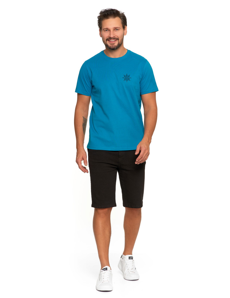 Koszulki i Tank Topy - T-shirt męski bawełniany z marynistycznym motywem TURKUSOWY - produkt moraj.pl 4