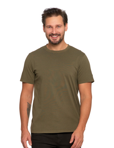 Koszulki i Tank Topy - Koszulka męska klasyczna vintage z haftem KHAKI - produkt 1