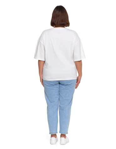 Koszulki i T-shirty - T-shirt damski oversize z nadrukiem BIAŁY - produkt 3