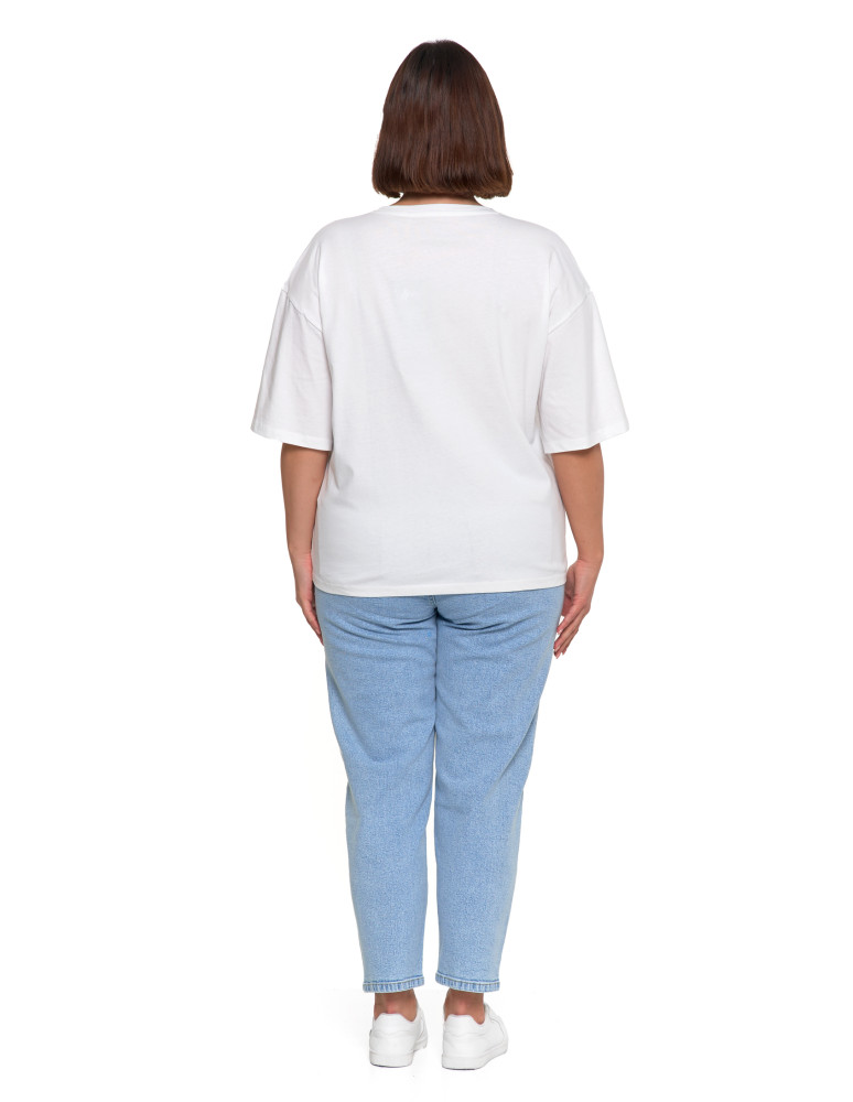 Koszulki i T-shirty - T-shirt damski oversize z nadrukiem BIAŁY  - produkt moraj.pl 3