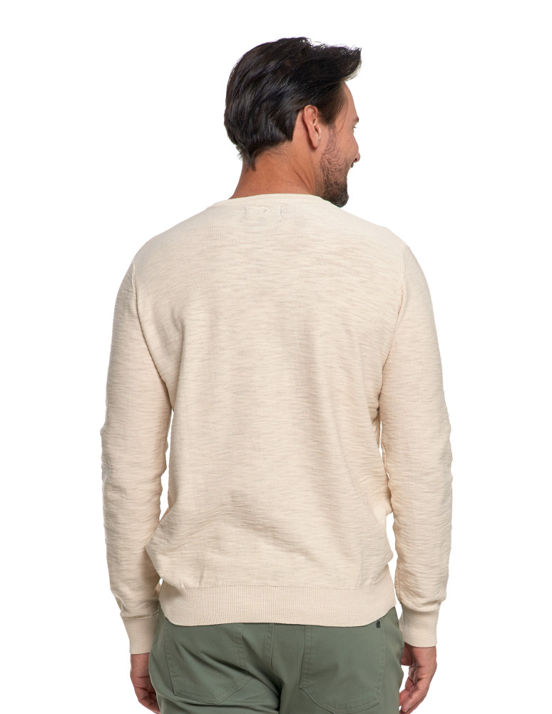 Swetry męskie - Sweter męski bawełniany klasyczny BEŻOWY  - produkt moraj.pl 2