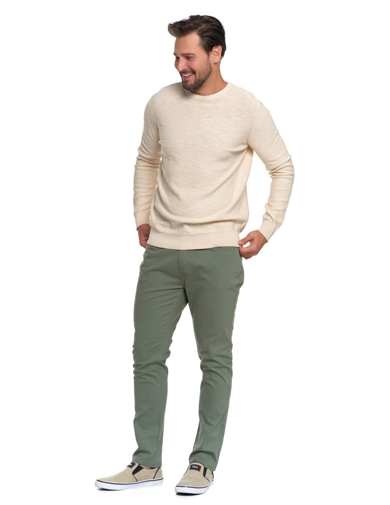 Swetry męskie - Sweter męski bawełniany klasyczny BEŻOWY  - produkt moraj.pl 3