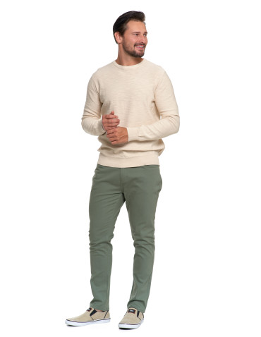 Swetry męskie - Sweter męski bawełniany klasyczny BEŻOWY - produkt 4