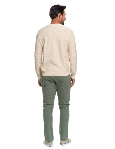 Swetry męskie - Sweter męski bawełniany klasyczny BEŻOWY - produkt 6