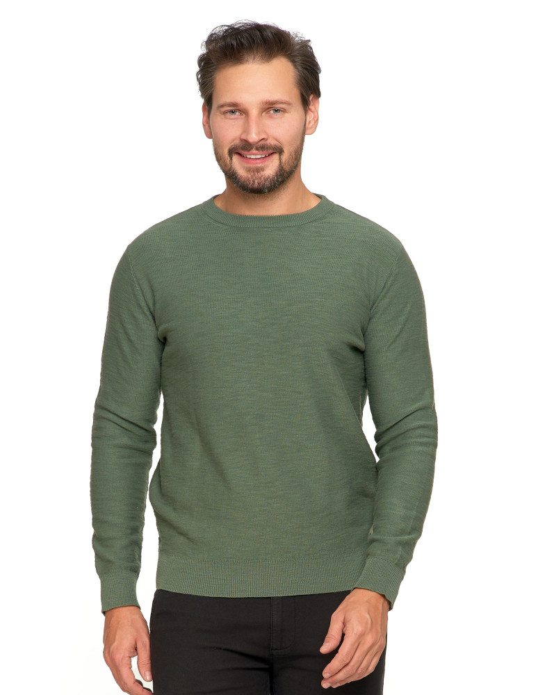 Swetry męskie - Sweter męski bawełniany klasyczny KHAKI - produkt moraj.pl 1