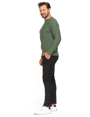 Swetry męskie - Sweter męski bawełniany klasyczny KHAKI - produkt 2