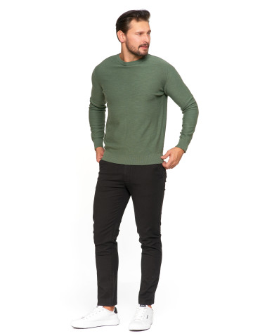 Swetry męskie - Sweter męski bawełniany klasyczny KHAKI - produkt 3