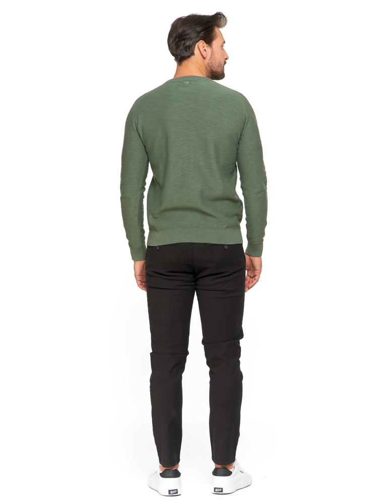 Swetry męskie - Sweter męski bawełniany klasyczny KHAKI  - produkt moraj.pl 4