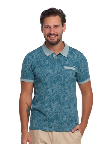Koszulka polo męska bawełniana wzorzysta